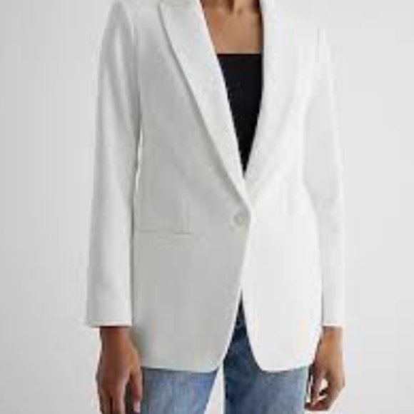 Express Women’s White Coat Cover Up Jacket Blazer Size 14 - Picture 1 of 13